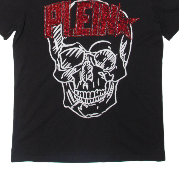 ALEX PLEIN Bejewelled Skull Womens Band T-Shirt Black M Discount