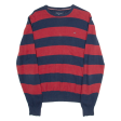 TOMMY HILFIGER Mens Patterned Jumper Red Striped Tight Knit S Fashion