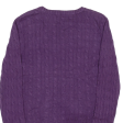 TOMMY HILFIGER Womens Jumper Purple V-Neck Cable Knit XL Online Sale