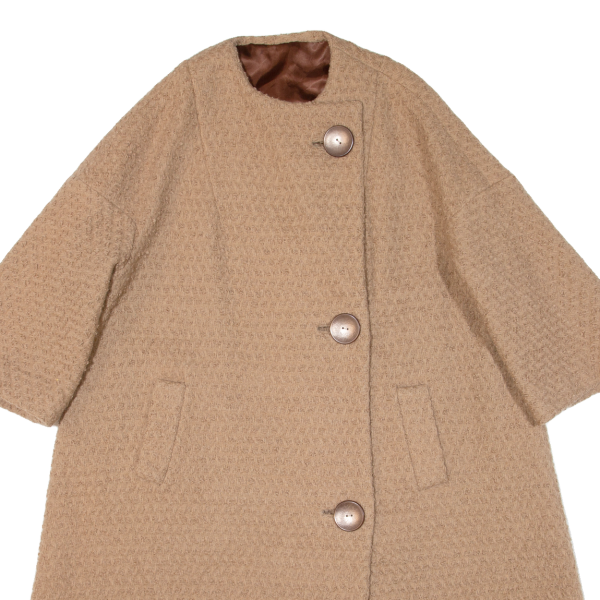 Short-Sleeve Womens Overcoat Coat Beige Knit M Fashion