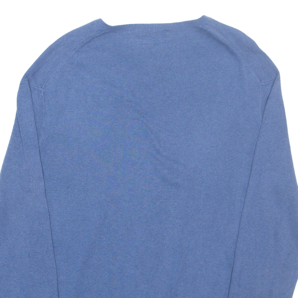 POLO RALPH LAUREN Mens Jumper Blue V-Neck Tight Knit XS Hot on Sale