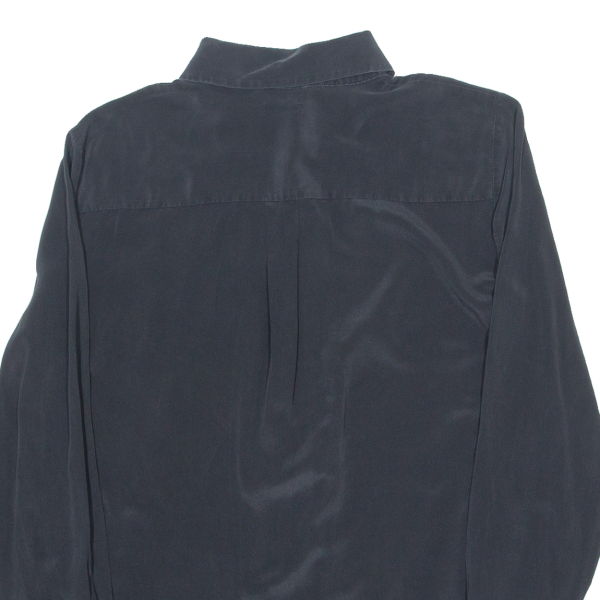 ZARA Womens Plain Shirt Black Silk Long Sleeve XL Discount