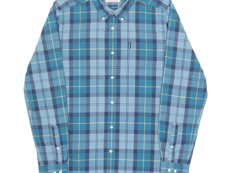 BARBOUR Tailored Fit Mens Shirt Blue Check Long Sleeve M For Sale