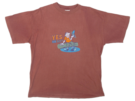 YES OR NO Fish Mens T-Shirt Maroon L For Cheap