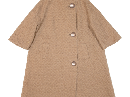 Short-Sleeve Womens Overcoat Coat Beige Knit M Fashion