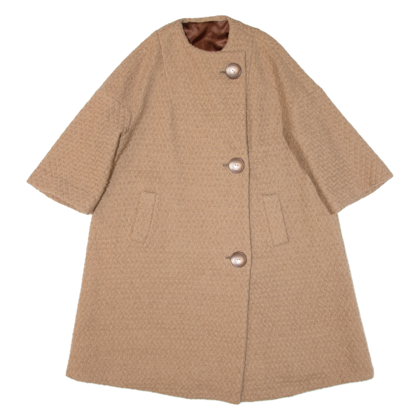 Short-Sleeve Womens Overcoat Coat Beige Knit M Fashion