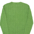 TOMMY HILFIGER Womens Jumper Green V-Neck Cable Knit M Cheap