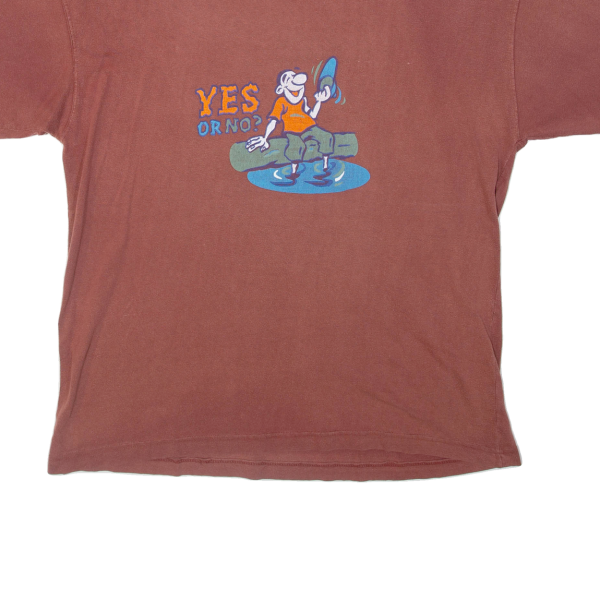 YES OR NO Fish Mens T-Shirt Maroon L For Cheap