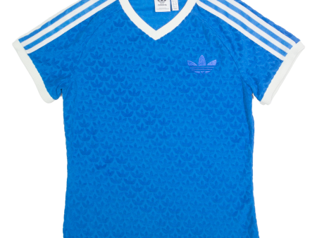 ADIDAS Womens T-Shirt Blue V-Neck UK 12 Discount