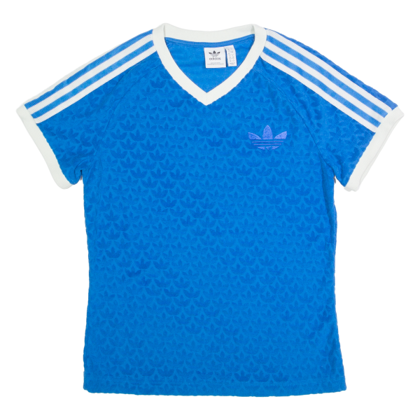 ADIDAS Womens T-Shirt Blue V-Neck UK 12 Discount