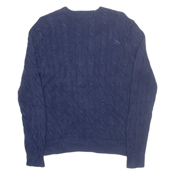 POLO RALPH LAUREN Mens Jumper Blue Cable Knit XS For Discount