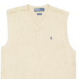 POLO RALPH LAUREN Mens Jumper Beige V-Neck Tight Knit Sleeveless S Cheap