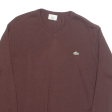 LACOSTE Mens Jumper Brown V-Neck Tight Knit S Cheap