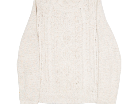 TOMMY HILFIGER Womens Patterned Jumper Cream Cable Knit M For Sale