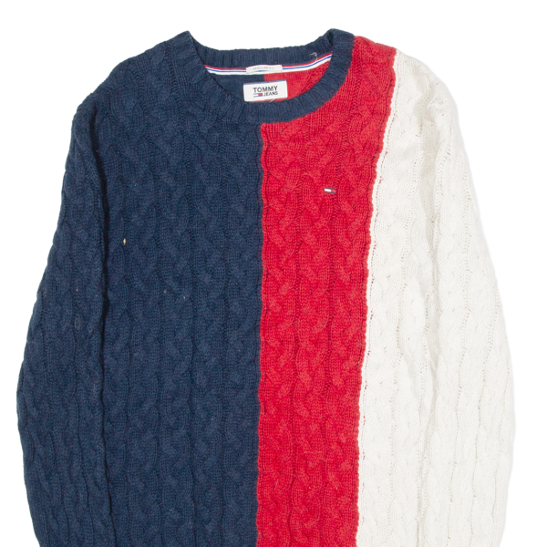 TOMMY HILFIGER Regular Fit Mens Heavy Knit Jumper Blue Cable Knit M Online now