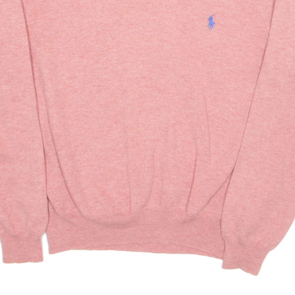 POLO RALPH LAUREN Mens Jumper Pink Tight Knit Wool XL Discount