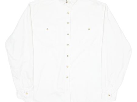 BASIC ELEMENTS Womens Plain Shirt White Long Sleeve L Sale