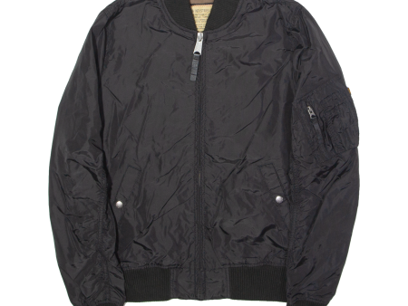 ALPHA INDUSTRIES Mens Bomber Jacket Black Nylon S Online now