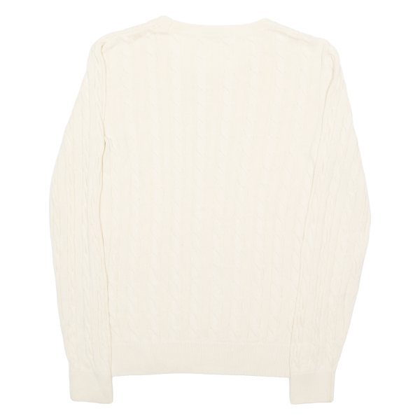 LACOSTE Womens Jumper White Cable Knit XS Fashion