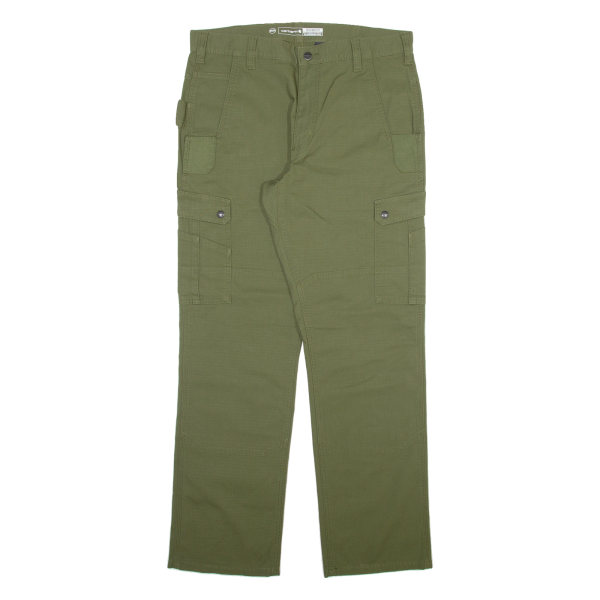 CARHARTT Carpenter Workwear Mens Trousers Green Relaxed Straight W34 L32 For Discount