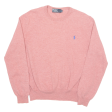 POLO RALPH LAUREN Mens Jumper Pink Tight Knit Wool XL Discount