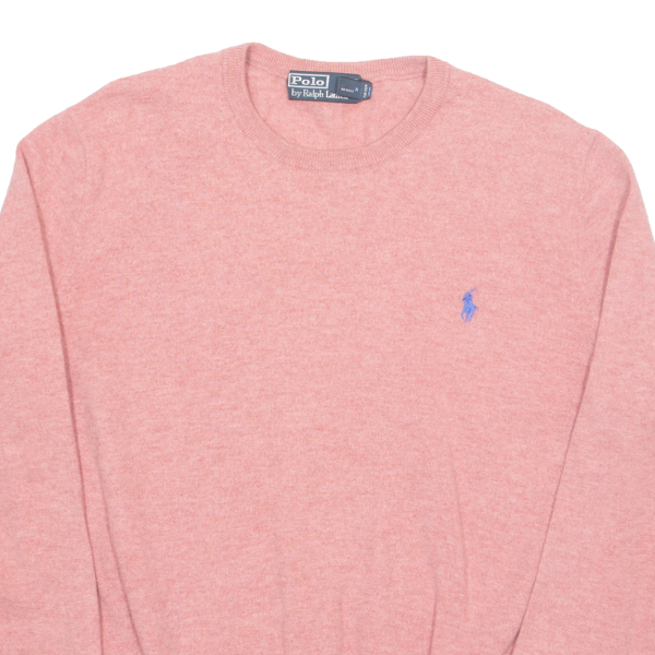 POLO RALPH LAUREN Mens Jumper Pink Tight Knit Wool XL Discount