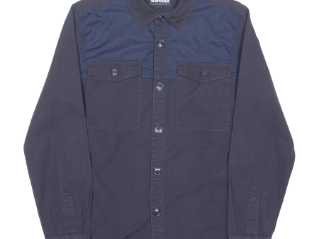 BARBOUR Overshirt Mens Plain Shirt Blue Long Sleeve M Supply