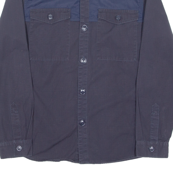 BARBOUR Overshirt Mens Plain Shirt Blue Long Sleeve M Supply