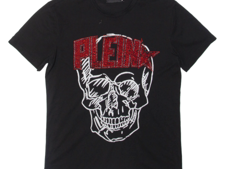 ALEX PLEIN Bejewelled Skull Womens Band T-Shirt Black M Discount