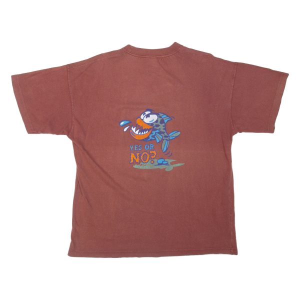 YES OR NO Fish Mens T-Shirt Maroon L For Cheap