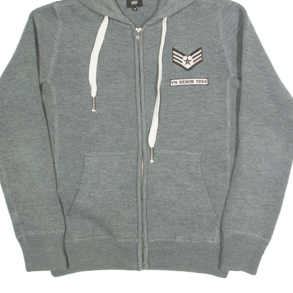 YES OR NO Mens Track Jacket Grey Knit Hooded M Supply