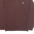 LACOSTE Mens Jumper Brown V-Neck Tight Knit S Cheap