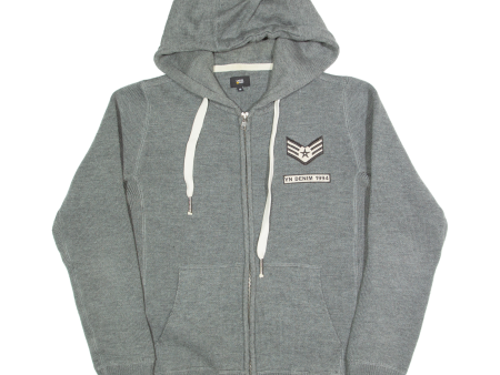 YES OR NO Mens Track Jacket Grey Knit Hooded M Supply