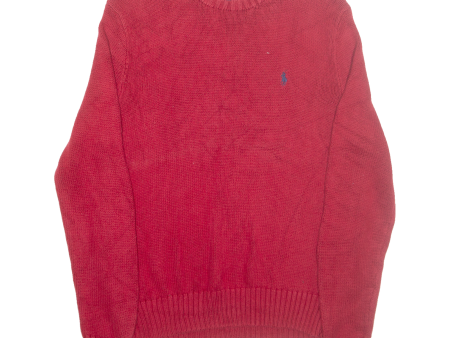 POLO RALPH LAUREN Mens Jumper Red Tight Knit M Sale