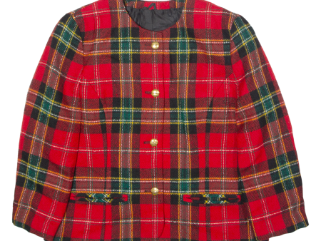 BARDEHLE Womens Blazer Jacket Red Wool 90s Plaid UK 14 Online