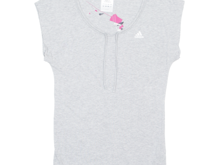 ADIDAS Drawstrings Womens T-Shirt Grey UK 8 Discount