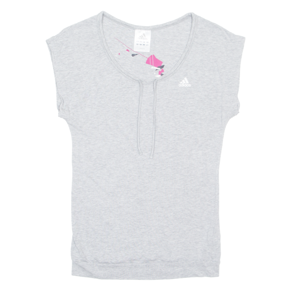 ADIDAS Drawstrings Womens T-Shirt Grey UK 8 Discount