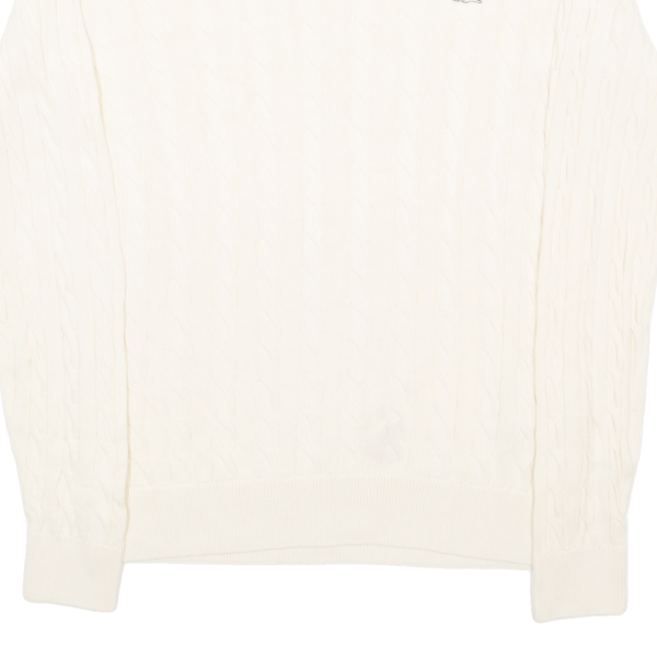 LACOSTE Womens Jumper White Cable Knit XS Fashion