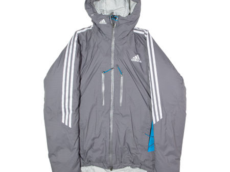 ADIDAS Mens Puffer Jacket Grey Nylon Hooded M Discount