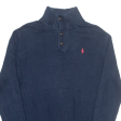 POLO RALPH LAUREN Mens Jumper Blue Button Neck Tight Knit S Online now