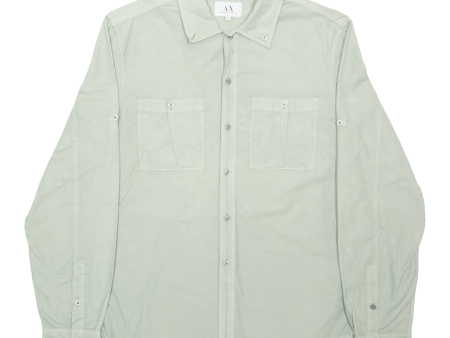 ARMANI EXCHANGE Mens Plain Shirt Green Long Sleeve M Online now