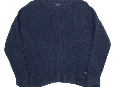 TOMMY HILFIGER Womens Patterned Jumper Blue Cable Knit L Online Sale