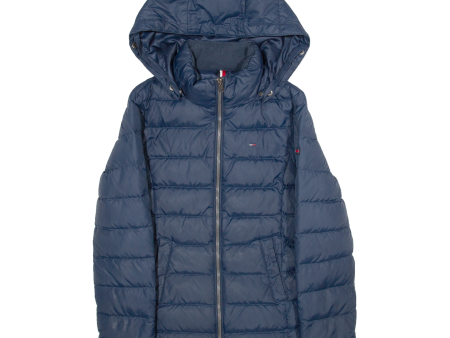 TOMMY HILFIGER Mens Puffer Jacket Blue 80s Hooded XS Online now