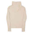 TOMMY HILFIGER Womens Jumper Beige V-Neck Tight Knit M Discount