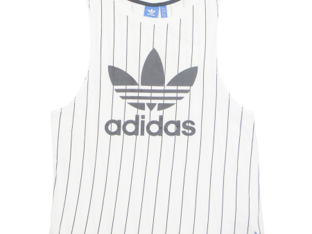 ADIDAS Striped Womens Vest White Sleeveless UK 8 Online Sale