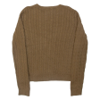 LAUREN RALPH LAUREN Womens Jumper Brown Cable Knit M Cheap