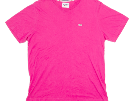 TOMMY HILFIGER Mens T-Shirt Pink Crew Neck M Cheap