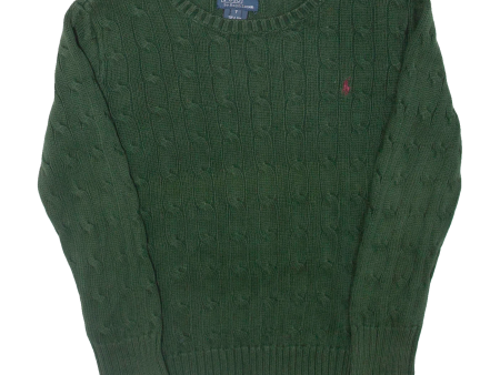 POLO RALPH LAUREN Boys Jumper Green Cable Knit 7Y Online now