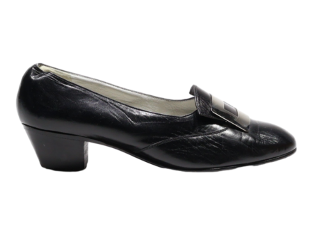 BALLY Heeled Loafer Shoes Black Leather Womens UK 6 Cheap