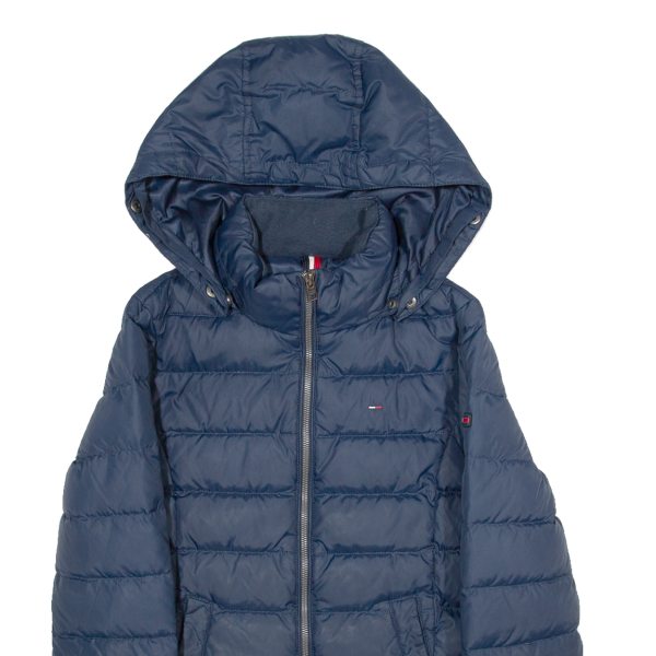 TOMMY HILFIGER Mens Puffer Jacket Blue 80s Hooded XS Online now